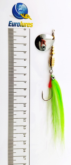 EUROLURES "SAMARA" modèle MK1 "STREAMER" GREEN APPLE" COLORADO SILVER N°3.5